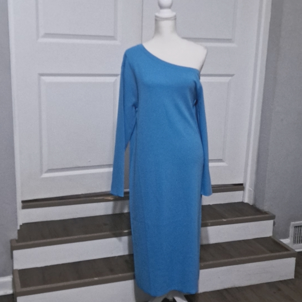 The Drop Women's Giselle Asymmetrical Neckline Midi Pull on Dress Size XXL NWT